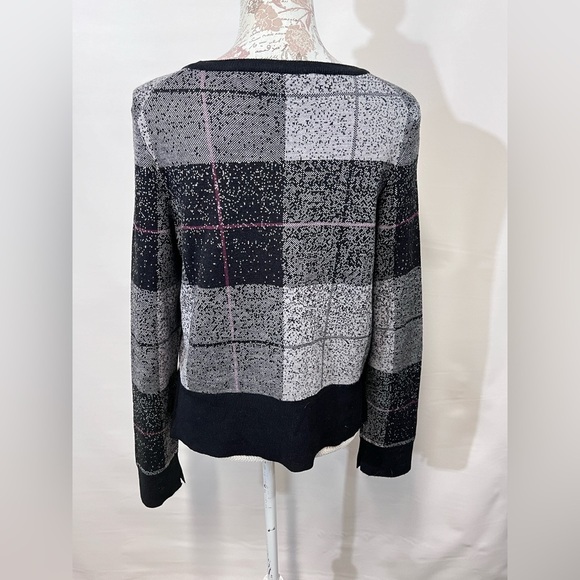 RAG & BONE Black and gray TEGAN plaid crew neck sweater size M. - Picture 6 of 14